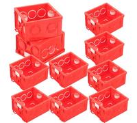 10 Pièces Boîtier Mural Rouge en PVC, Fixation Stable | Ouvertures Détachables, Connexion par Clips, Vis de Serrage, Écrous Doubles Flottants, Finition Affleurante pour Maison