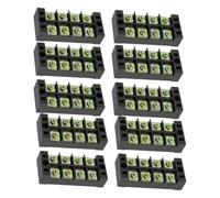 10 Pièces Bornier Fixe Tb4504 45a 4 Positions Couvercle Isolant | PC et Fer, Double Rangée à Vis, 600v, pour Câbles Cuivre et Panneaux de Commande