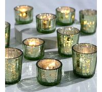 10 pièces Bougeoirs à bougie votive, bougeoirs à verre mercurisé brillant en lot - convient aux bougies chauffe-plat standard, base stable empêchant le basculement. Idéal pour les centres de table de