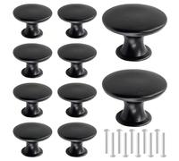10 pièces Boutons de placard plats noirs, poignées de tiroir rondes noires modernes, pour armoires de cuisine, vanité, 30 mm de diamètre 10 pièces,1 pièce noire,2 pièces noires,4 pièces noires,6 pièce