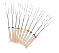 10 Pièces Brochettes en Acier Inoxydable Extensibles de Barbecue | Poignée en Bois, Surface Lisse, Format 30,5x2,2x1,4cm, Paquet de Rangement