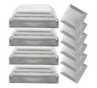 10 Pièces Capuchon de Poteau Carré en Acier Argenté | Décoratif, Multifonction et Simple à Poser, pour Côtés de Cadre et Poteaux Carrés, Usage Domestique