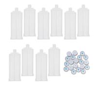 10 Pièces Cartouches de Colle Ab 50ml 1: 1 en Plastique pour Applicateur | Piston Intégré, Interface Standard, Compatibles avec Buses Mélangeuses Statiques, Dosage Fluide pour Résine, Réparations
