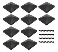 10 Pièces Chapeau Poteau Bois Capuchons de Poteaux de Clôture 10×10 cm avec Vis Étiquette