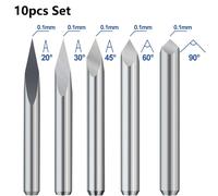 10 pièces CNC gravure peu 3 bord pyramide gravure Bits 3.175mm tige 20-90D carbure fin MillCNC routeur peu fraise
