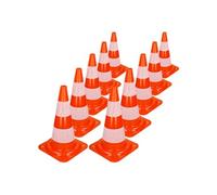 10 Pièces Cônes de Signalisation 47 cm, Orange-Blanc, Pylône de Chantier avec