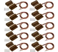 10 pièces : Contact de sécurité pour fenêtre/porte, couleur marron, à encastrer, avec fil, pour système d'alarme