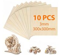 10 Pièces Contreplaqué 3mm, Planche Bois Carré 30x30cm, Plaque en Bois Bricolage pour Découpe Laser, Pyrogravure, Modélisme et Gravure, Panneau Brut
