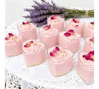 10 pièces Coupes à dessert réutilisables en forme de cœur sans couvercles - Parfait pour la crème glacée, la mousse, le pudding et le gelato - Fournitures de cuisson pour boulangeries, fêtes d'anniver