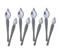 10 Pièces Cuillère à Décorer en Acier Inoxydable et Silicone | Poignée Antidérapante Confortable, Usage Sauce et Dressage, la Cuisine Occidentale, Pâtisserie et Assiette