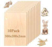 10 pièces de bois pour travaux manuels, dimensions 300 x 200 x 2 mm, panneaux de contreplaqué pour projets de bricolage