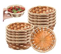 10 pièces de paniers cadeaux ronds, bac à pain en bambou, paniers à pain pour table, panier en bambou naturel fait main pour décoration de magasin, supermarché, restaurant, rangement à domicile