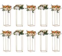10 pièces de supports pour fleurs de mariage de 80 cm de haut, avec stratifié acrylique, colonnes métalliques pour vases, supports géométriques pour centres de table, présentoirs floraux rectangulaire