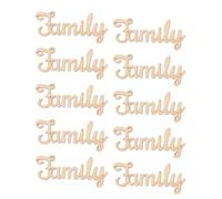 10 Pièces Décoration Bois Family Plaque Artisanale Créative | Surface Lisse et Usage Sûr, pour Loisirs Créatifs et Mariage, Teinte Kaki, Style Créatif