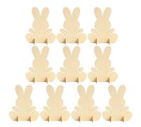 10 Pièces Décoration Lapin en Bois Brut DIY pour Garçon et Filles | Peindre, à Colorier au Marqueur, Style Inachevé, Déco de Table Festive, Lot Créatif