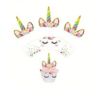 10 pièces Décorations de cupcakes licorne en dentelle, Caissettes de cupcakes décoration licorne arc-en-ciel, Décorations de fête d'anniversaire mignonne pour filles, 2 styles expédiés au hasard, Four
