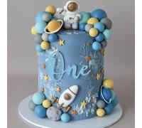 10 pièces Décorations de gâteau sur le thème de l'espace, astronaute, fusée, étoile, décorations de gâteau, convient pour décorer les gâteaux, les cupcakes, les pâtisseries et autres aliments de fête,