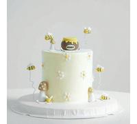 10 pièces Décorations de gâteau thème abeille, comprenant pot de miel, champignon et petites abeilles, convient pour le baptême et la décoration de gâteau d'anniversaire. (La petite abeille n'a pas de