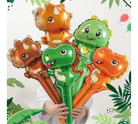 10 pièces dinosaure dessin animé Animal bâton à main ballons en Film d'aluminium pour garçon anniversaire bébé douche fête faveurs décorations balloon set