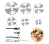 10 Pièces Disques de Coupe pour Dremel, 6 Lames Mini Scie Circulaire pour Dremel HSS Outil Rotatif avec Mandrins 3.175 mm et 6 mm, Lames Coupe pour Bois Plastique Aluminium Métal Léger, Bricolage