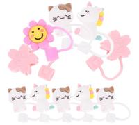 10 Pièces Embout de Paille Cartoon en Pvc, Capuchon Portable | Style Mignon et Vif, Housse Pratique, Usage Quotidien, Lot Aléatoire, Protection Simple, Format Compact Style Aléatoire