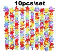 10 pièces/ensemble couronne hawaïenne fête Leis guirlande de fleurs collier hawaïen Torpil Hawai décor de ferme florale tissu hawaïen 10pcs
