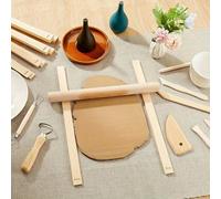 10 pièces Ensemble de bâtons de guidage de profondeur de rouleau de poterie et de rouleau à pâtisserie en bois, bâtons de roulage en bois de 3 mm, 5 mm, 7 mm, 10 mm, 12 mm, bandes d'épaisseur pour l'a