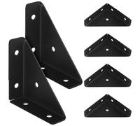10 pièces Équerre D’Angle Triangulaire Renforcée, Acier Noir 9x6,5x1,9cm | Perçages Prévus sur Chaque Branche, Forte Charge, pour Étagères et Racks de Rangement, Vis Incluses