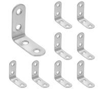 10 Pièces Équerre en L en Acier Inoxydable, Angle 90 Degrés | Renfort Fixe, Antirouille et Pratique, Argenté, pour Réparation et Pose de Bois