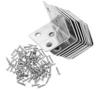10 Pièces Équerre Inox L à 90 Degrés, 6 Trous, pour Meubles | Acier Inoxydable Argenté, Vis Incluses, Support Robuste et Installation Simple pour Assemblage Fiable