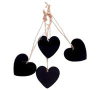 10 Pièces Étiquette Décorative en Bois Cœur Noir avec Corde pour | Surface Lisse Prête à Peindre, Trou Prépercé, pour Paquet Présents, Tables de Fête, Anniversaires ou Noël