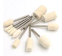 10 pièces feutre de laine monté polissage haute luminance - roue de buff pour Dremel Die Grinder outils rotatifs mèches de polissage de surface en métal, tige 2.35mm cylindre, 12 MM