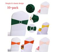 10 pièces Housses de chaise extensibles vertes - Design nœud papillon, housses de chaise élastiques avec pinces et boucles, installation facile sans fixation, lavables et réutilisables, convient pour 
