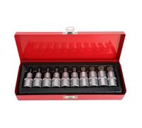10 pièces Jeu de Douilles Pneumatiques en Acier Chrome Vanadium | Boîte de Rangement Incluse, Finition Argentée Traitée à Chaud, Usage Atelier, Machines et Réparation