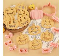 10 pièces Jeu de moules à biscuits d'Halloween, moule à biscuits en forme de tête de citrouille avec expression drôle et ajouré pour les outils de cuisson de pâte à sucre DIY, décorations, fêtes et fo