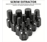 10 pièces Jeu d'extracteurs de vis en acier allié professionnel | Extracteur de boulon/écrou cassé de 1/8" à 13/32" | Poignée antidérapante et boîte de rangement compacte | Convient pour la réparation