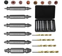 10 Pièces kit Extracteur de Vis, HSS 4341 Dureté 62-64 HRC, avec 4 Forets à Spirale et 6 Extracteurs à Gauche Taille, Outil pour Percer et Enlever les Vis Dénudées, Endommagées, Rouillées ou Cassées