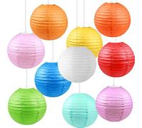10 Pièces Lanternes en papier, (30cm / 12") Pliable Papier Abat-jour Lampion, Chinoise Suspendre Boule Décoration pour Mariage Maison Église Jardin Fête