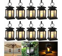 10 pièces LED suspendues Lanterne solaire avec bougie Flickering Lampe solaire décorative pour jardin extérieur