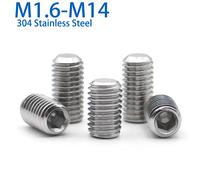 10 pièces M1.6 M2 M3 M4 M5 M6 M8 M10 304 acier inoxydable jeu de douilles hexagonales vis pointe de tasse DIN916 vis sans tête à douille hexagonale