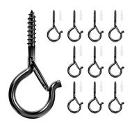 10 Pièces M4 Crochets à Visser a Cisser Bois Piton Mural a Visser Inox Noir | Clous à Expansion,Vis à Oeillet avec Boucle de Sécurité Pour Suspendre,Décoration