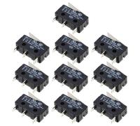 10 Pièces Micro-interrupteur 5/10 A 125/250 V à Levier pour Circuits de | Borne Argentée et Boîtier Plastique Noir, Raccordement Rapide Trois Broches, Actionnement Répétable, pour Réparation