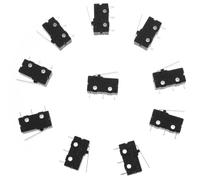 10 Pièces Micro-interrupteur à Levier Droit 125V 5A Spdt 3 Broches noir | Action Momentanée, Contacts 1NO 1NC 1COM, Plastique Métal, Fixation 2mm, Entraxe 9mm, pour Réparation
