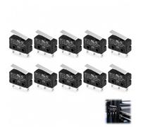 10 Pièces Micro Interrupteur de Fin, Course Miniatures à Levier à 3 Broches KW11-2Z 5A 250V 3 Broches Levier Droit Fin de Course Momentané Bouton Poussoir Noir pour Machine Équipement Électronique