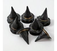 10 pièces Mini chapeau de sorcière noir, pour artisanat DIY, fournitures de fête d'Halloween, décorations de fête 10 piècesPolychlorures de vinyle