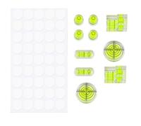 10 Pièces Mini Niveaux à Bulle, Vert Rond Niveau à Bulle pour Trépied, Phonographe, Appareils Photo, avec 50 Points Adhésifs pour Fixation Sécurisée, Convient pour le Camping