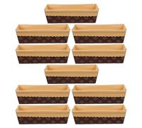 10 Pièces Moules à Pâtisserie en Papier Sulfurisé Rectangulaires pour | Carton Ondulé Brun Café, Design Bateau Empilable, Résistant au Four, Présentation Présent et Boulangerie