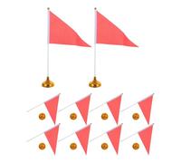 10 Pièces Ornement de Bureau Drapeau Triangulaire Rouge avec Base | Polyester et Support Plastique, Prêt à Poser, Stable, pour Fête, Réunion, Table de Travail