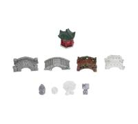 10 Pièces Ornements de Micro Paysage en Résine Style Chinois | Kiosque et Ponts Miniatures, Effet Bois Vieilli Rustique, pour Aquascaping, Cour et Plantes