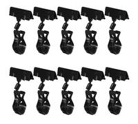 10 Pièces Pince de Signalisation à Double Extrémité Rotative | Plastique Noir, Fixation Ferme pour Cartes Tarifaires, Rails Métalliques, Usage Retail et Cafétéria